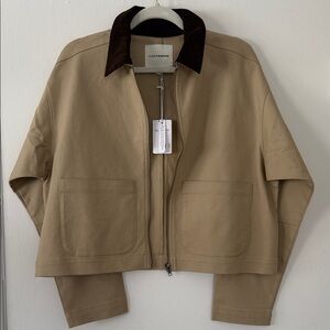 NWT Lucky Brand Beige Jacket with Dark Collar